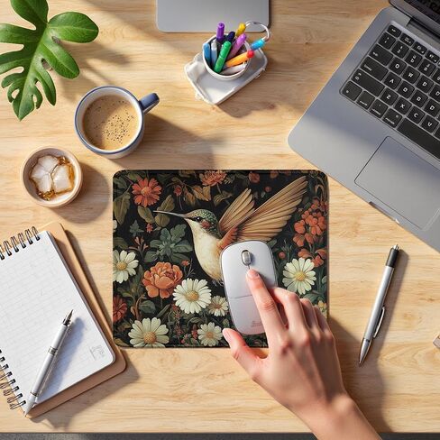 Moody Floral Hummingbird Mouse Pad, Bird Lovers Gifts, Dark Cottagecore Botanical Humming Bird Mouse Pads Mousepad for Home Office Dorm Computers Laptop Supplies Desk Accessories, 9.5x7.9 Inch in Saudi Arabia