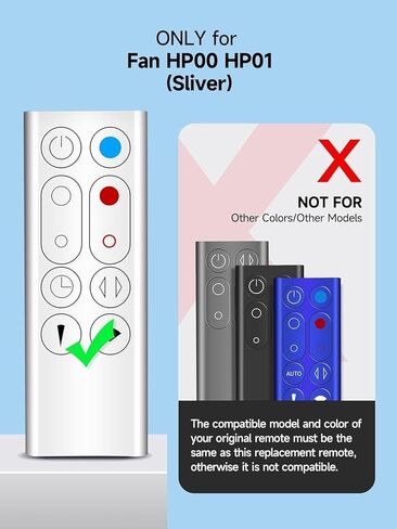 New Replacement Remote Control for Dyson HP00 HP01 Hot+Cool Fan Purifying Heater - with Battery, Part NO.967197-13, (Without Magnetic, Silver) in Saudi Arabia
