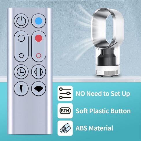 New Replacement Remote Control for Dyson HP00 HP01 Hot+Cool Fan Purifying Heater - with Battery, Part NO.967197-13, (Without Magnetic, Silver) in Saudi Arabia