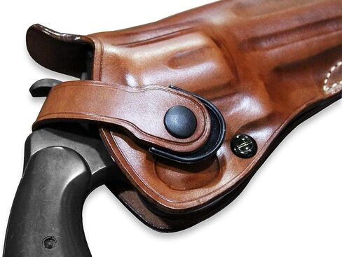 حافظة حزام جلدية بثلاث فتحات مع حزام الاحتفاظ يناسب Security Six 357 Magnum 6RD 6"، GP-100 .357 Magnum 6''، Python .357 Magnum 6'' برميل، رسم اليد اليمنى، اللون البني #1647# in Kuwait