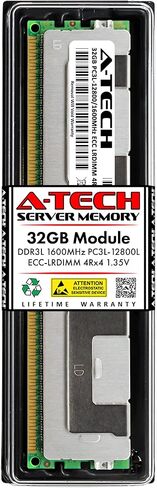 A-Tech 32GB RAM Replacement for Kingston KTD-PE316LLQ/32G | DDR3/DDR3L 1600MHz PC3L-12800 (PC3L-12800L) 4Rx4 1.35V ECC LRDIMM Load Reduced DIMM 240-Pin Memory Module in Kuwait