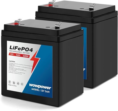 بطارية ليثيوم LiFePO4 ذات دورة عميقة 12 فولت 5 أمبير، حزمة واحدة، أكثر من 2000 دورة بطارية قابلة لإعادة الشحن 12 فولت لنظام الإنذار، تشامبرلين 41A6357-1/ ليفت ماستر 485LM 8550 وات/ كرافتسمان 4228 فتاحة باب المرآب in Saudi Arabia
