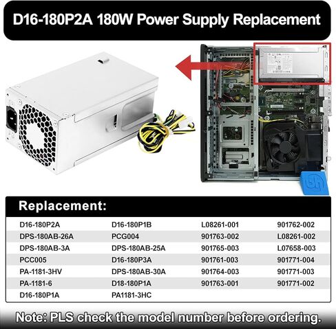 مصدر طاقة LXun 180W D16-180P2A L08261-002 متوافق مع HP ProDesk 800 G3 600 G3 SFF L08261-001 901763-002 901765-003 901761-003 901764-003 901763-001 901762-002 901771-004 901771-003 901771-002 in Kuwait