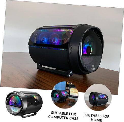Housoutil Energetic Wide-View Round RGB Water Cooling Computer Case for Matx Motherboard, Black Gaming Desktop Chassis with Water Cooling Support for Home and Office Use in Kuwait