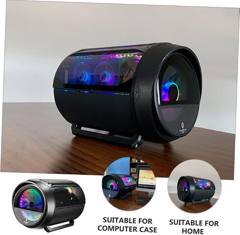 Gaming Computer Case Water Cooling Chassis with Panoramic Circular RGB Side Panel, Modified Host Computer Box for PC Enthusiasts, Black Full Tower for Custom Builds in Saudi Arabia