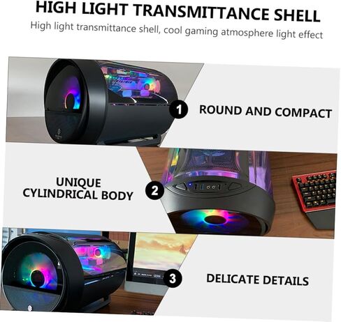 Gaming Computer Case Water Cooling Chassis with Panoramic Circular RGB Side Panel, Modified Host Computer Box for PC Enthusiasts, Black Full Tower for Custom Builds in Saudi Arabia
