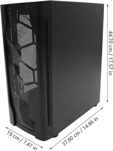 حقيبة كمبيوتر NUOBESTY ATX مع لوحة زجاجية مقواة كاملة الجانب، ودعم تبريد المياه، وهيكل سطح مكتب أسود للألعاب للاستخدام المكتبي والمنزلي in Kuwait