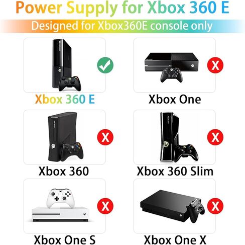 مصدر طاقة لجهاز Xbox 360 E، محول تيار متردد مع سلك طاقة لوحدة تحكم Microsoft Xbox 360 E، 100-240 فولت in Kuwait