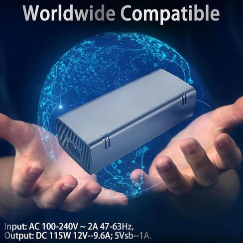 مصدر طاقة لجهاز Xbox 360 E، محول تيار متردد مع سلك طاقة لوحدة تحكم Microsoft Xbox 360 E، 100-240 فولت in Kuwait