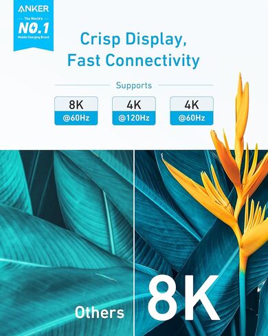 Anker HDMI Cable 8K@60Hz, 6FT Ultra HD 4K@120Hz HDMI Cord,48 Gbps Certified Ultra High-Speed,Compatible with PlayStation 5,Xbox,Samsung TVs,and More (Pack of 2) in Saudi Arabia