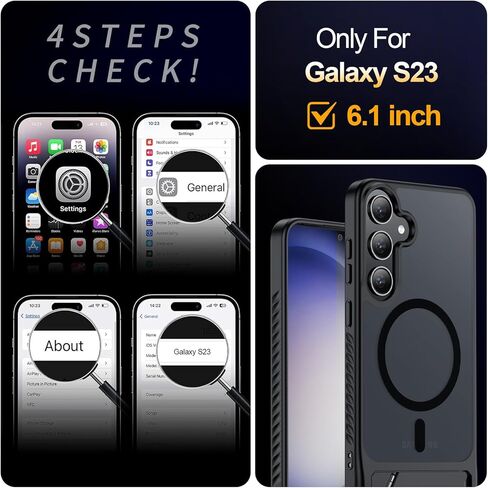 Magnetic for Samsung Galaxy S23 Case,[Compatible with MagSafe][Built-in Invisible Kickstand] [Military Grade Shockproof] Slim Translucent Matte Phone Case for Samsung Galaxy S23 6.1" in Kuwait