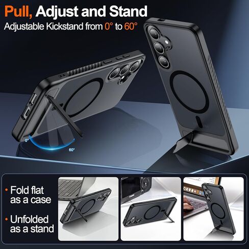 Magnetic for Samsung Galaxy S23 Case,[Compatible with MagSafe][Built-in Invisible Kickstand] [Military Grade Shockproof] Slim Translucent Matte Phone Case for Samsung Galaxy S23 6.1" in Kuwait