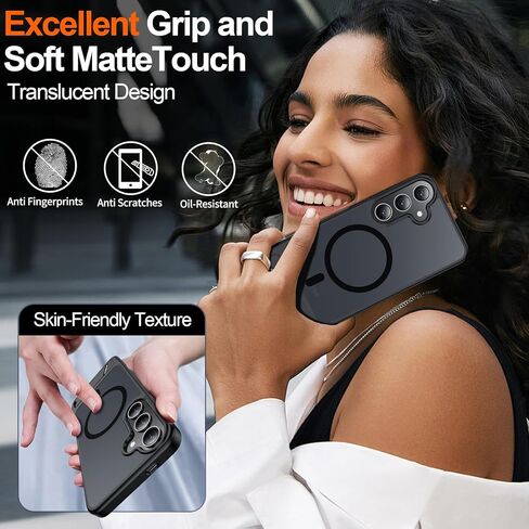 Magnetic for Samsung Galaxy S23 Case,[Compatible with MagSafe][Built-in Invisible Kickstand] [Military Grade Shockproof] Slim Translucent Matte Phone Case for Samsung Galaxy S23 6.1" in Kuwait