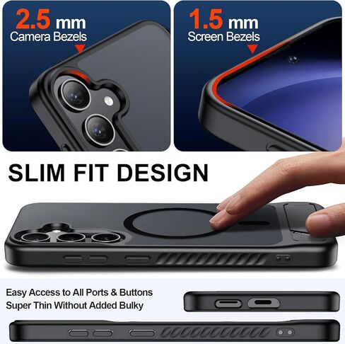 Magnetic for Samsung Galaxy S23 Case,[Compatible with MagSafe][Built-in Invisible Kickstand] [Military Grade Shockproof] Slim Translucent Matte Phone Case for Samsung Galaxy S23 6.1" in Kuwait