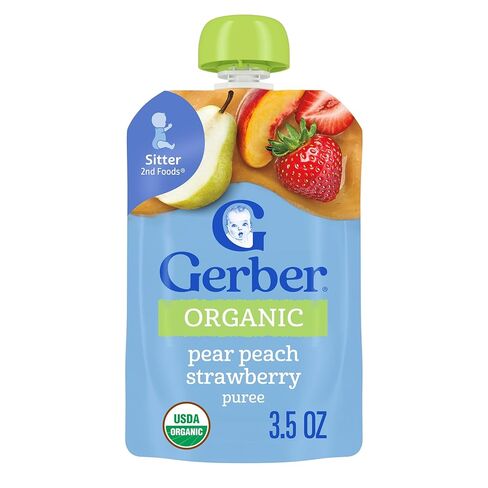 Gerber Organic Apple Zucchini Spinach Strawberry Baby Food ، 3.5 أوقية حقيبة in Saudi Arabia