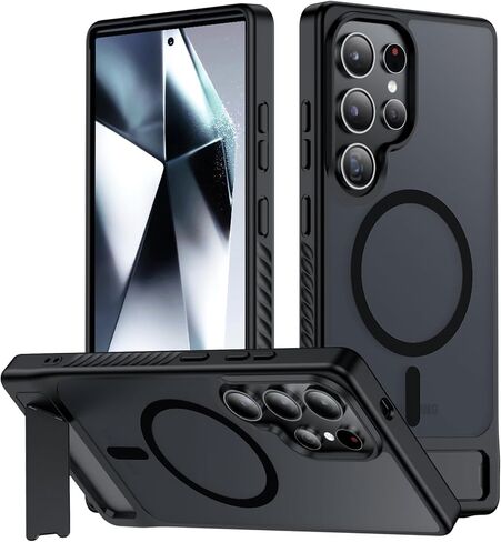 Magnetic for Samsung Galaxy S23 Case,[Compatible with MagSafe][Built-in Invisible Kickstand] [Military Grade Shockproof] Slim Translucent Matte Phone Case for Samsung Galaxy S23 6.1" in Kuwait