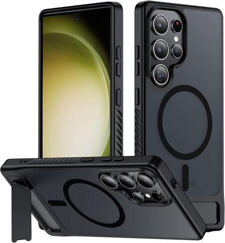 Magnetic for Samsung Galaxy S23 Case,[Compatible with MagSafe][Built-in Invisible Kickstand] [Military Grade Shockproof] Slim Translucent Matte Phone Case for Samsung Galaxy S23 6.1" in Kuwait