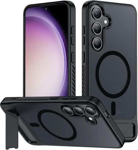 Magnetic for Samsung Galaxy S23 Case,[Compatible with MagSafe][Built-in Invisible Kickstand] [Military Grade Shockproof] Slim Translucent Matte Phone Case for Samsung Galaxy S23 6.1" in Kuwait