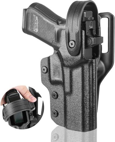 حافظة WARRIORLAND من المستوى 2 للخدمة Kydex متوافقة مع Glock 17/19 Gen 3-5 | غلوك 19x/44/45 | Glock 22/23/31/32 Gen 3 4، حلقة قابلة للتعديل تناسب عرض الحزام 1.5 بوصة - 2.0 بوصة، حافظة تحرير إبهام اليد اليمنى in Kuwait