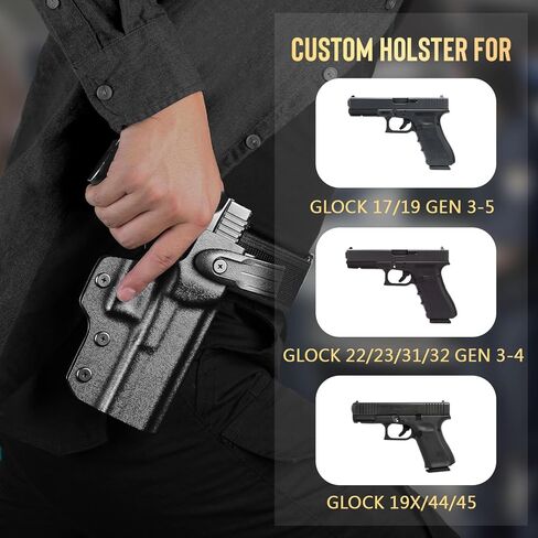 حافظة WARRIORLAND من المستوى 2 للخدمة Kydex متوافقة مع Glock 17/19 Gen 3-5 | غلوك 19x/44/45 | Glock 22/23/31/32 Gen 3 4، حلقة قابلة للتعديل تناسب عرض الحزام 1.5 بوصة - 2.0 بوصة، حافظة تحرير إبهام اليد اليمنى in Kuwait