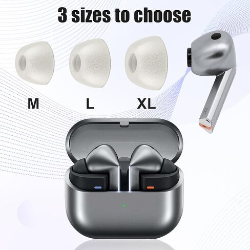 أطراف أذن لهاتف Galaxy Buds3 Pro - سماعات أذن بديلة من إسفنج الذاكرة لسماعات Samsung Buds 3 Pro، متوافقة مع ملحقات Samsung Galaxy Buds 3 Pro، XL/L/M (3 أزواج) (أبيض رمادي) in Saudi Arabia