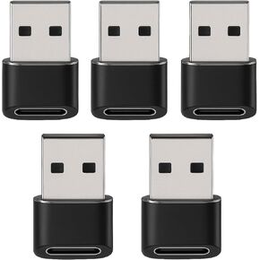 5 عبوات من محول USB C أنثى إلى USB A ذكر - محول OTG للشحن السريع للهواتف الذكية والأجهزة اللوحية وأجهزة الكمبيوتر المحمولة (فضي) in Kuwait