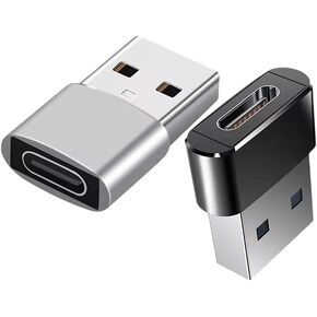 محول USB إلى نوع C، فضي وأسود، 2 محول USB ذكر إلى أنثى لأجهزة Mac والكمبيوتر الشخصي in Kuwait