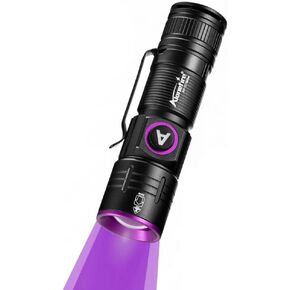 ALONEFIRE SV112 Mini 365nm UV Flashlight USB Rechargeable Zoom Woods Lamp Money Detector Black Light for Pet Urine Detection, Scorpion, Fishing, Minerals, Rocks with Built-in Battery in Kuwait