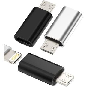 محول Lightning أنثى إلى Micro USB Male (3 عبوات) متوافق مع Galaxy S7 S6 Edge Nexus 5 Android محول شحن الطاقة لهاتف iPhone 7 8 Plus X 12pro لكابل مزامنة بيانات منفذ شحن iPad in Kuwait