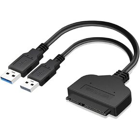 محول كابل Sata 3.0 إلى USB 3.0 2.0 عالي السرعة مع منفذ إمداد طاقة USB 2.0 للقرص الصلب 2.5 بوصة لنظام التشغيل Windows 7/8/1 in Kuwait