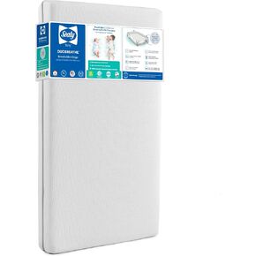 مرتبة سرير الأطفال Sealy Baby DuoBreathe 2 Stage القابلة للتنفس، معتمدة من GREENGUARD Gold، صنع في الولايات المتحدة الأمريكية، مقاومة للماء، صلابة مزدوجة ممتازة ولا تسبب الحساسية، مناسبة لسرير الأطفال الصغار، 52x28 in Kuwait