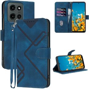 محفظة لهاتف Moto G 2025، حامل بطاقات جلدي، حزام معصم، إغلاق مغناطيسي، غطاء حماية قلاب لهاتف Moto G - 2025 (أسود) in Kuwait