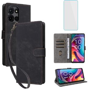 for TCL K32 5G/TCL K33 5G Wallet Phone Case with Screen Protector [RFID Blocking] Leather Flip Card Holder Kickstand Women Men Cell Phone Cover for TCL K 32 33 T513Z T513W TCLK32 TCLK33 Purple in Kuwait