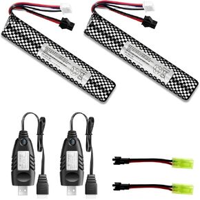 بطارية Airsoft 11.1 فولت 2000 مللي أمبير في الساعة SM2P مع شاحن USB لجهاز Airsoft Gel Water Bead Blaster، بطاريات قابلة لإعادة الشحن، جهاز التحكم عن بعد والتطبيق، بطاريات المركبات (عبوتان) in Kuwait