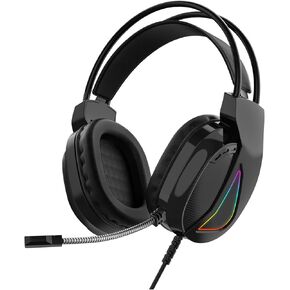 سماعة ألعاب TWOLF H160، سماعات رأس سلكية USB فوق الأذن مع محركات مقاس 50 مم وإضاءة RGB، وعجلة التحكم في مستوى الصوت، وعصابة رأس مزدوجة مريحة in Kuwait