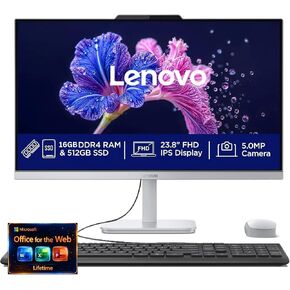 كمبيوتر مكتبي Lenovo 24 بوصة FHD الكل في واحد - ذاكرة وصول عشوائي 32 جيجابايت - SSD 1 تيرابايت - وحدة المعالجة المركزية Intel 13th 8 Cores i3 (Beat 11th i5) - لوحة المفاتيح والماوس - Windows 11 - Office 365 للويب in Kuwait