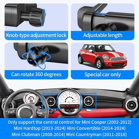 Car Phone Mount Holder For Mini Cooper 2002-2012，Hardtop 2013-2024，Convertible 2013-2024，Clubman 2008-2014，Countryman 2011-2016 Coupe Paceman Roadster Auto Accessories Interior Circular Air Vent case in Kuwait