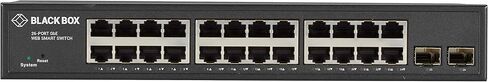 Black Box Gigabit Ethernet Managed Switch - (24) RJ-45, (2) SFP - 24 Ports - Manageable - TAA Compliant - 2 Layer Supported - Modular - Twisted Pair, Optical Fiber - 1U High - Desktop, Rack-mountable in Kuwait