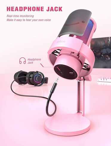 مجموعة ميكروفون كمبيوتر للألعاب من FIFINE مع ذراع بوم، ومجموعة ميكروفون USB مع مقبض كسب، وتحكم RGB، وحامل ذراع ميكروفون معدني للبث، Podcast-A8P+CS1P in Kuwait
