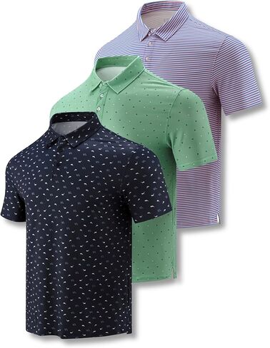 3-Pack Mens Golf Shirt Performance Sport Short Sleeve Moisture Wicking Dry Fit Golf Polo Active Shirts for Men in Kuwait