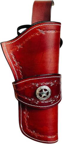 Western Gun Holster – Fast Draw – Handmade Full Grain Leather – Right Hand – Fits 4" to 6.5" Barrel Revolvers – Cowboy Style – Compatible with .22, .38/357, .44/.45 Caliber in Saudi Arabia