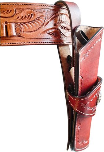 Western Gun Holster – Fast Draw – Handmade Full Grain Leather – Right Hand – Fits 4" to 6.5" Barrel Revolvers – Cowboy Style – Compatible with .22, .38/357, .44/.45 Caliber in Saudi Arabia