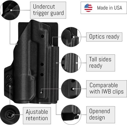 945 Industries Kydex Holster for Glock 19/19x/45/44/17/32 (Gen 3-5) مع Streamlight TLR-7/TLR-7HLX لوحة مرفقة خفيفة/خطاف وحلقة لإخفاء حقائب الحمل/يمكن استخدامه بكلتا اليدين in Kuwait