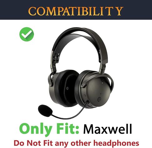 SOULWIT Replacement Earpads for Audeze Maxwell Headphones, Ear Pads Cushions with Soft Protein Leather, High-Density Noise Cancelling Foam - Black in Saudi Arabia