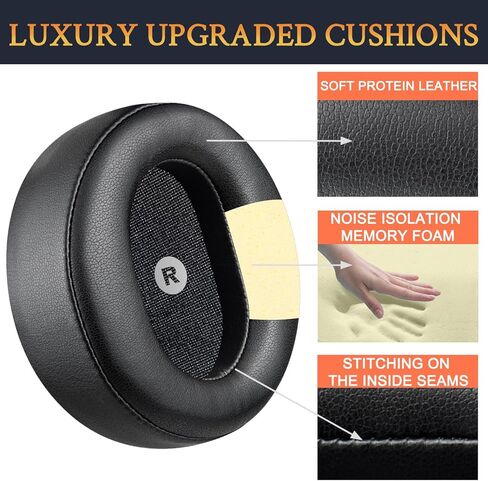 SOULWIT Replacement Earpads for Audeze Maxwell Headphones, Ear Pads Cushions with Soft Protein Leather, High-Density Noise Cancelling Foam - Black in Saudi Arabia