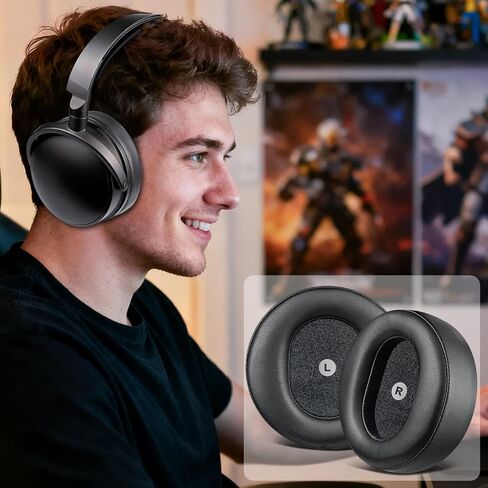 SOULWIT Replacement Earpads for Audeze Maxwell Headphones, Ear Pads Cushions with Soft Protein Leather, High-Density Noise Cancelling Foam - Black in Saudi Arabia
