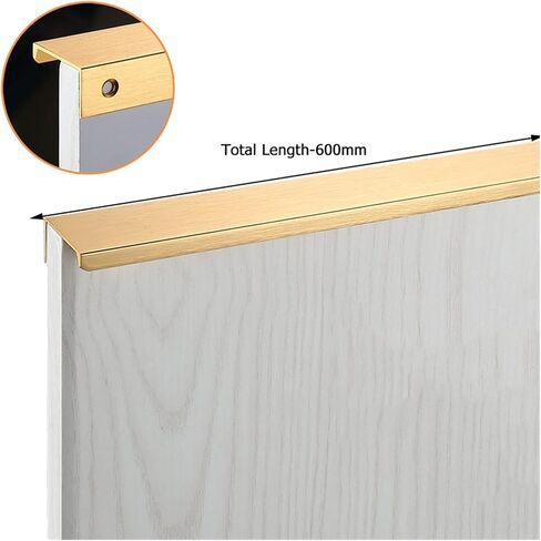 Cabinet Drawer Handle Gold Black Hidden Handle Cabinet Handle Aluminum Cabinet Sliding Knob Bedroom Hardware Handle Cabinet Knob(Gold Length 600mm) in Saudi Arabia