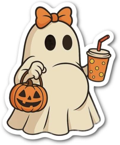 Pregnant cute Ghost Drinking Coffee Sticker in Kuwait