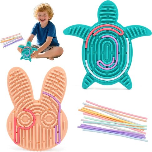 لوح أنشطة حسية للأطفال مكون من قطعتين، لعبة تململ مزدوجة الجوانب مع 20 شريط سيليكون (اللون بالرامدون)، لعبة المهارات الحركية الدقيقة مستوحاة من مونتيسوري للتوحد واضطراب فرط الحركة ونقص الانتباه وتخفيف القلق، للأعمار من 3 سنوات فما فوق in Kuwait