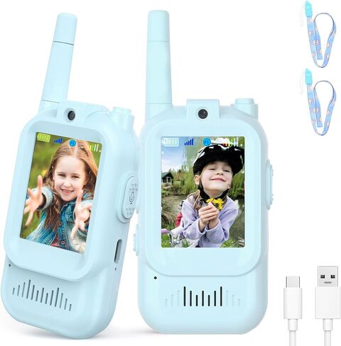 Video Walkie Talkies for Kids, Rechargeable Kids Walkies Talkies 2 Pack, Indoor Outdoor Toys for Game Party Camping, Christmas Birthday for Aged 3 4 5 6 7 8 9 Girls Boys,Blue&Pink in Saudi Arabia